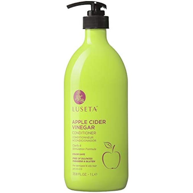 APPLE CIDER VINEGAR CONDITIONER FOR DAMAGED AND OILY HAIR -INFUSED WITH PYRUS MALUS FOR CLARIFY & STIMULATION, SULFATE FREE PARABEN FREE 33.8OZ